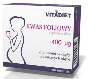 VITADIET VITADIET KWAS FOLIOWY 400MCG 90 TABL. - Suplementy naturalne - miniaturka - grafika 1