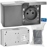 Gniazdka elektryczne - Gniazdo Podwójne Hermetyczne Natynkowe Klapka 5szt OR-OE-7406/GR/5 - miniaturka - grafika 1