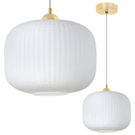 Lampy sufitowe - Lampa sufitowa wisząca Riffle loft 1xE27 klosz walec 25cm biały/złoty Light Home LH - miniaturka - grafika 1