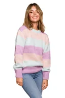 Swetry damskie - BK071 Sweter w pasy wielokolorowe - model 1 (kolor jak na zdjęciu, rozmiar S/M) - miniaturka - grafika 1