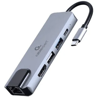 Adapter wieloportowy USB-C 5w1, PD, HDMI, USB 3.1, USB 2.0, LAN - Kable miedziane - miniaturka - grafika 1