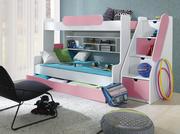 Łóżka dla dzieci i młodzieży - Łóżko wielofunkcyjne REESE 200x120 białe/różowe - miniaturka - grafika 1