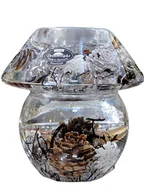 Świeczniki - Szklany Świecznik Grzybek Z Zimą Zatopioną W Szkle - miniaturka - grafika 1