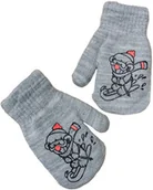 Rękawiczki dla dzieci - Dziecięce jednopalczaste rękawiczki na sznurku miś Noviti RZ034 Szare - miniaturka - grafika 1