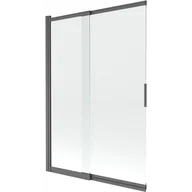 Parawany nawannowe - Mexen Fox parawan nawannowy 2-skrzydłowy przesuwny 120 x 150 cm, transparent, gun gray szczotkowany - 891-120-002-66-00 - miniaturka - grafika 1