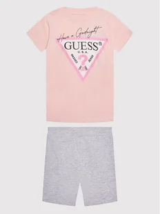 Guess Komplet t-shirt i szorty sportowe H1BJ10 K8HM0 Różowy Regular Fit - Spodenki damskie - miniaturka - grafika 1