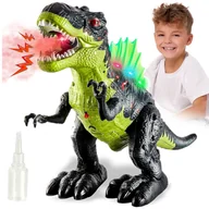 Zabawki interaktywne dla dzieci - DUŻY DINOZAUR T-REX CHODZI RYCZY ŚWIECI ZIEJE PARĄ Z639 - miniaturka - grafika 1