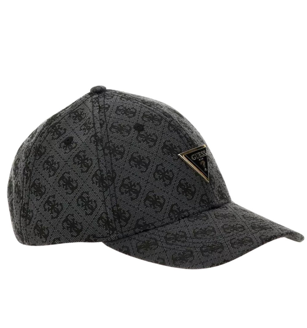 GUESS Czarna damska czapka z daszkiem w monogram Katya