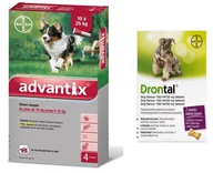 Artykuły przeciw pasożytom - Bayer Advantix dla psów 10-25kg 4 pipety x 2,5ml) + Drontal Dog flavour 2tabl kostki) 34081-uniw - miniaturka - grafika 1