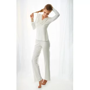 Komplet piżama - koszulka, długie spodnie (wiskoza) Florence - ecru - Bielizna nocna - miniaturka - grafika 1