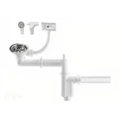 Syfony - Syfon zlewozmywakowy 1-komorowy butelkowy sitko 3,5" przelew wertykalny, horyzontalny - miniaturka - grafika 1