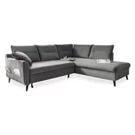 Narożniki - Jasnoszary aksamitny narożnik rozkładany Miuform Stylish Stan L, prawostronny - miniaturka - grafika 1