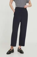 Spodnie damskie - Tommy Hilfiger spodnie damskie kolor granatowy szerokie high waist - miniaturka - grafika 1