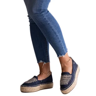Granatowe espadryle Big Star JJ274889 niebieskie - Espadryle damskie - miniaturka - grafika 1