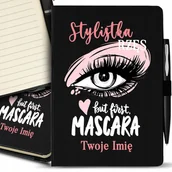 Notesy i bloczki - Notes Czarny + Długopis DLA STYLISTKI RZĘS IMIĘ Wz - miniaturka - grafika 1