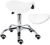 Krzesła i taborety kosmetyczne - Taboret kosmetyczny siodło Calissimo biały pokrowiec - miniaturka - grafika 1