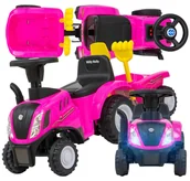 Chodziki - TRAKTOR DLA DZIECI zabawka traktorek jeździk Pojazd New Holland Pink - miniaturka - grafika 1