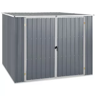vidaXL Szopa ogrodowa, szara, 195x198x159 cm, stal galwanizowana - Altany ogrodowe - miniaturka - grafika 1