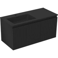 Szafki łazienkowe - Mexen Rivel szafka łazienkowa 100 cm z umywalką Otis lewą, 1S, 1D, ryflowana, czarna mat - 91A23-10047-3-BBFF71-W18L71 - miniaturka - grafika 1