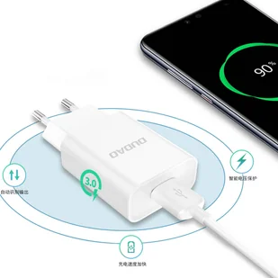 Dudao ładowarka sieciowa EU USB 5V/2.4A QC3.0 Quick Charge 3.0 + kabel przewód micro USB biały (A3EU + Micro white) - Ładowarki do telefonów - miniaturka - grafika 3