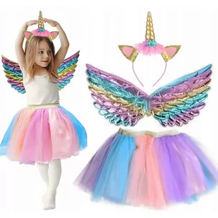 WKS, Strój jednorożec dla dziewczynki - spódnica i opaska skrzydełka - Dodatki do strojów karnawałowych - miniaturka - grafika 1