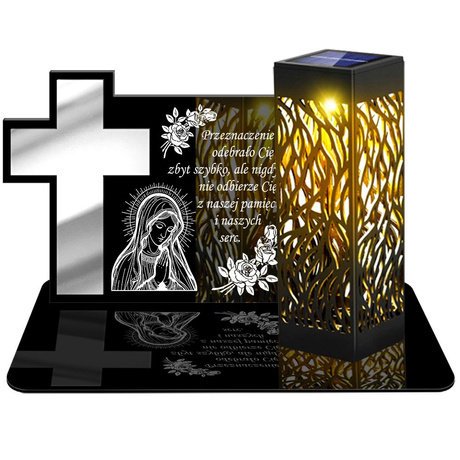 ZNICZ SOLARNY LED WIECZNY PODSTAWKA NA CMENTARZ GRÓB lampka Krzyż 3D DLA MĘŻA