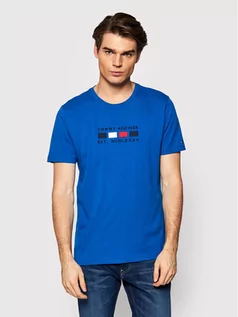 Koszulki męskie - Tommy Hilfiger T-Shirt Four Flags MW0MW20162 Niebieski Regular Fit - grafika 1