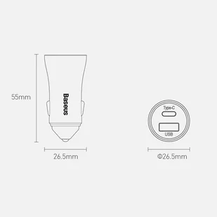 Baseus Golden Contactor Pro szybka ładowarka samochodowa USB Typ C / USB 40 W Power Delivery 3.0 Quick Charge 4 + SCP FCP AFC szary (CCJD-0G) - Ładowarki samochodowe - miniaturka - grafika 20