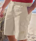 Spodnie sportowe męskie - Bermudy-bojówki z mikrofibry Outdoor Mężczyzna Atlas For Men - Kolor : Beżowy - Rozmiar : 4XL - miniaturka - grafika 1