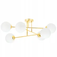 Lampy sufitowe - Lampa Wisząca Sufitowa Złota Biała Kula Loft - miniaturka - grafika 1