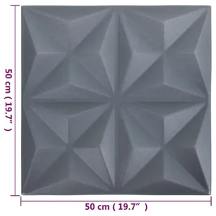 vidaXL Panele ścienne 3D, 48 szt., 50x50 cm, szarość origami, 12 m² 150922 - Panele ścienne i boazeria - miniaturka - grafika 7