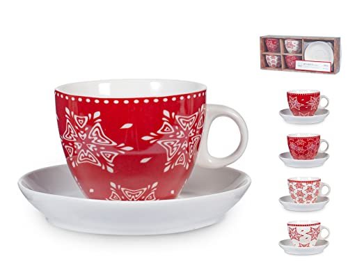 Opakowanie 4 herbata nowa czerwona porcelana kostna z płytą cc230
