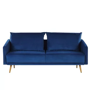Beliani Sofa 3-osobowa welurowa niebieska MAURA - Sofy i kanapy - miniaturka - grafika 1