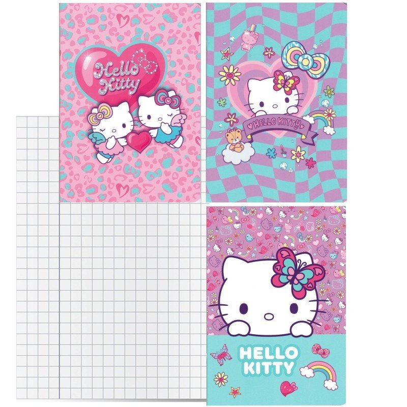 3 X ZESZYT A5 32 KARTKI KRATKA Z MARGINESEM HELLO KITTY COOLPACK