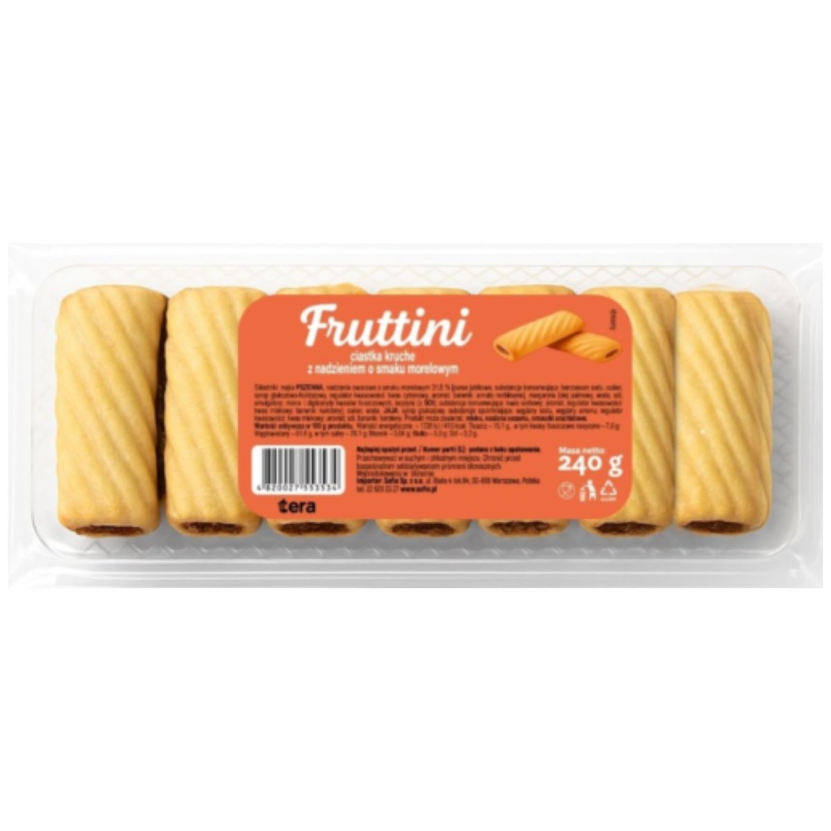 Tera Fruttini Ciastka Kruche Z Nadzieniem Morelowym Słodka Przekąska 240G