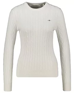 Swetry damskie - GANT Damski sweter ze stretchu, bawełna Cable C-Neck sweter, Eggshell, Standard, Eggshell, L - grafika 1