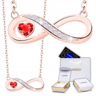 Naszyjniki - Naszyjnik Różowy z Nieskończonością 925 Rubinowe Serce Kocham Cię Forever - miniaturka - grafika 1