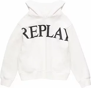 Replay Chłopięca bluza z kapturem, bawełna, biała (Natural White 011), 14 lat, 011 Natural White, 14 lat - Bluzy dla chłopców - miniaturka - grafika 1