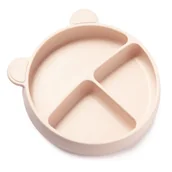 Miseczki i talerzyki dla dzieci - Silikonowa, okrągła miseczka Brun z przegródkami trójdzielna do BLW bez, pojemność 660 ml - miniaturka - grafika 1