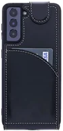 Etui i futerały do telefonów - Burkley Skórzane etui z klapką do Samsung Galaxy S21 Plus, etui na telefon komórkowy z ochroną 360° i przegródką na karty (czarne) - miniaturka - grafika 1