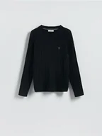 Swetry męskie - Reserved - Sweter z warkoczowym splotem - czarny - miniaturka - grafika 1