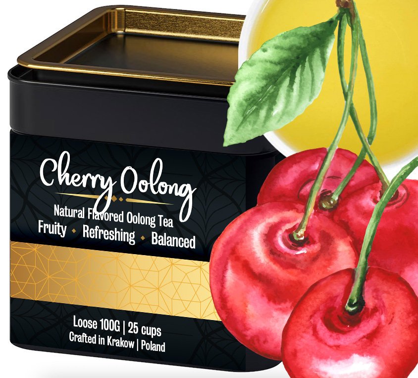 Cherry Oolong w Metalowej Puszce Wiśniowy Uulung z Lio Wiśnią Naturalne Aromaty