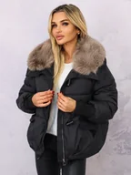 Kurtki damskie - KURTKA PUCHOWA OVERSIZE Z FUTERKIEM- CZARNA - Olika - miniaturka - grafika 1