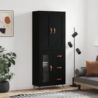 Witryny - vidaXL Witrynka, czarna, 69,5x34x180 cm, materiał drewnopochodny - miniaturka - grafika 1