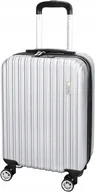 Walizki - WALIZKA TWARDA BAGAŻ KABINOWY ABS 35L 4 KOŁĄ RĄCZKA DON PEREGRINO SREBRNA - miniaturka - grafika 1