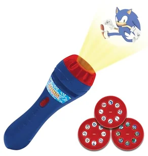 Lexibook, SEGA Sonic The Hedgehog, projektor historyjek i latarka, wyświetla 24 obrazki ze świata Sonic z 3 dyskami, czerwony/niebieski, LTC050SN - Projektory dla dzieci - miniaturka - grafika 1