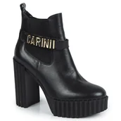 Botki damskie - Czarne botki damskie Carinii B9785 słupek platforma skóra modne r.37 - miniaturka - grafika 1