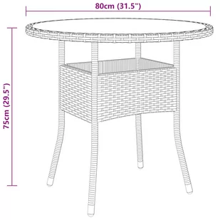 Lumarko Stolik ogrodowy, Ø80x75 cm, szkło hartowane i rattan PE, szary - Stoły ogrodowe - miniaturka - grafika 5