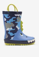 Kalosze damskie - Niebiesko-Szare Kalosze z Aplikacją 3D i Wzorem Moro Felette - miniaturka - grafika 1