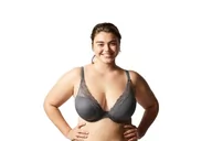 Biustonosze - Passionata - Brooklyn biustonosz plunge - nowoczesne wzornictwo z graficznym tiulem - głębokie wycięcie - miękkie i ultralekkie miseczki - niezauważalny pod ubraniem, Gris Intense, 70D - miniaturka - grafika 1